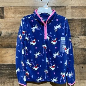 Osh Kosh Girls Fleece Sweatshirt NWT 12 Blue Santa